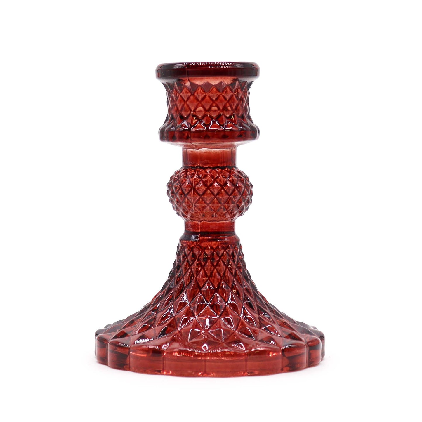Vintage Dinner Candle Holder - Ruby Red