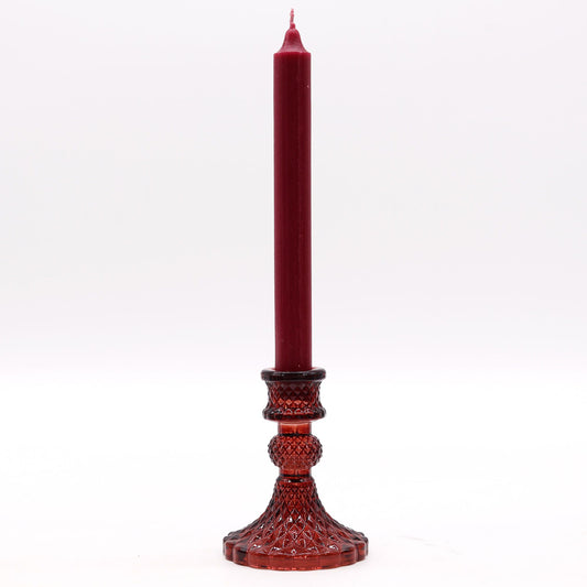 Vintage Dinner Candle Holder - Ruby Red