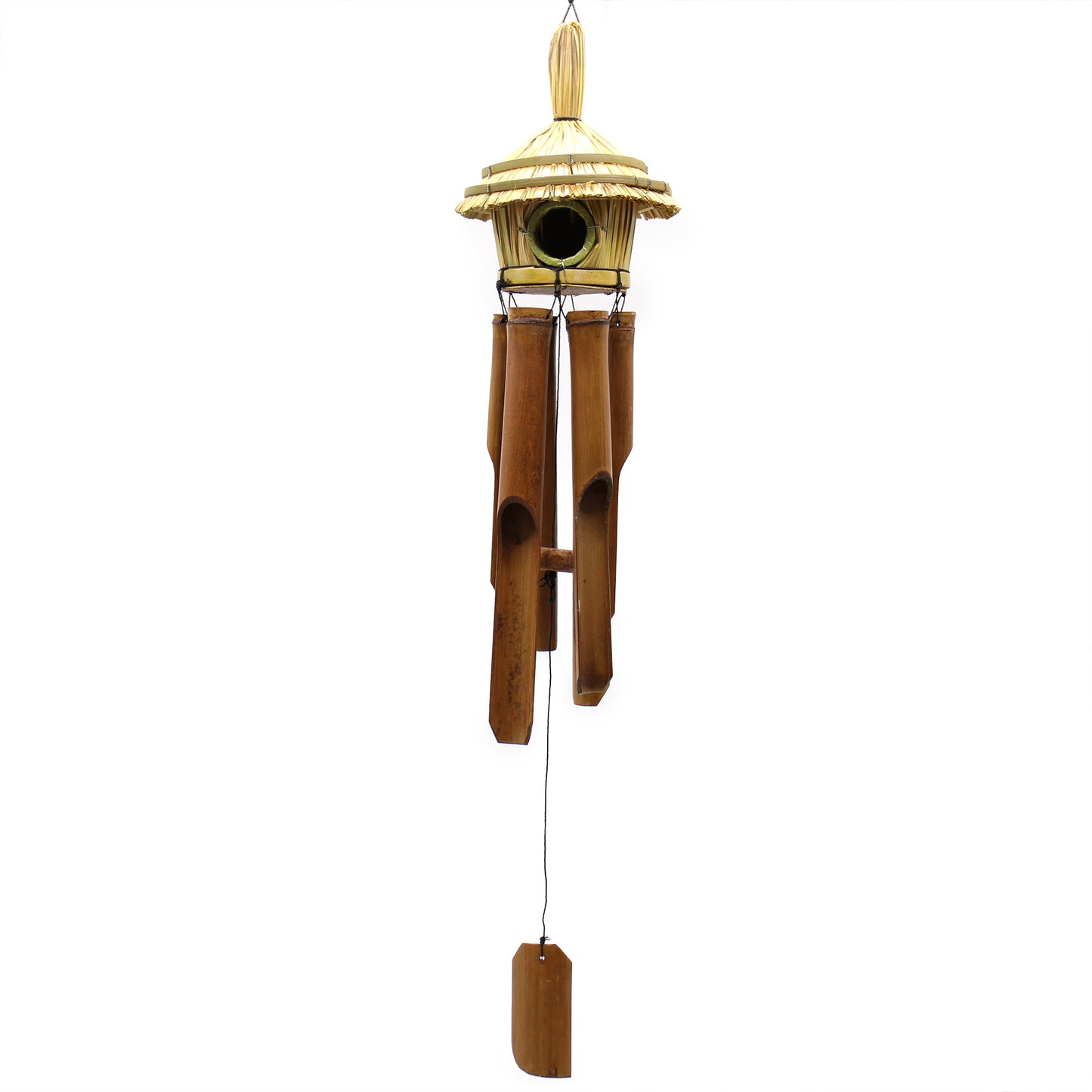 Round Seagrass Bird Box with Chimes