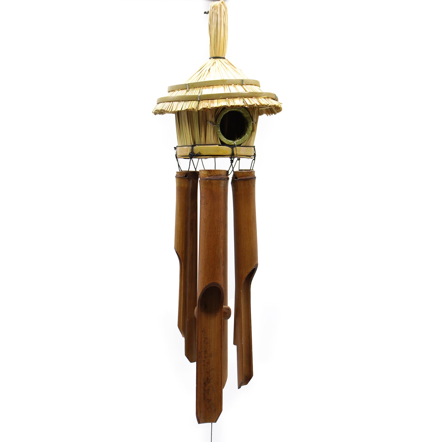Round Seagrass Bird Box with Chimes