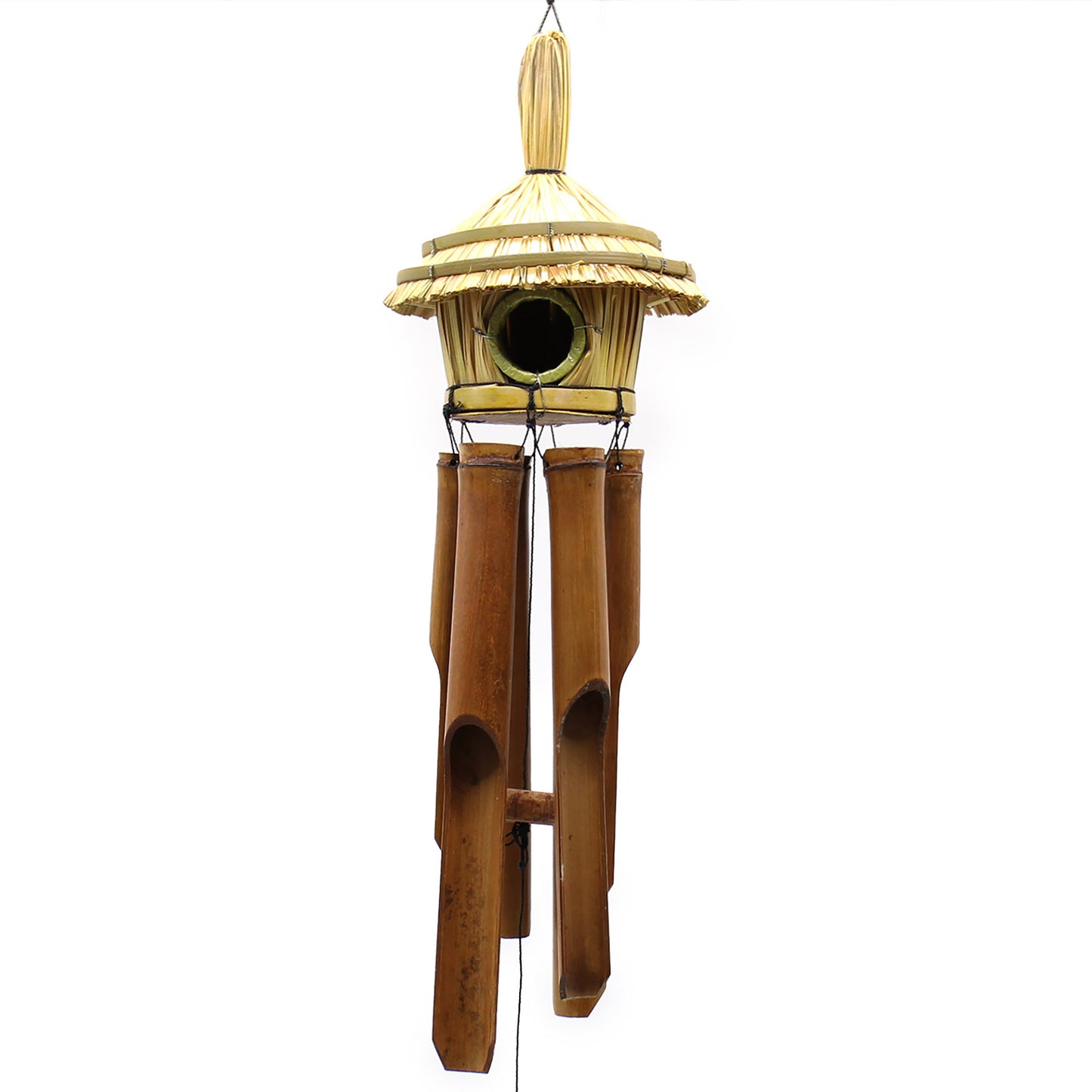 Round Seagrass Bird Box with Chimes