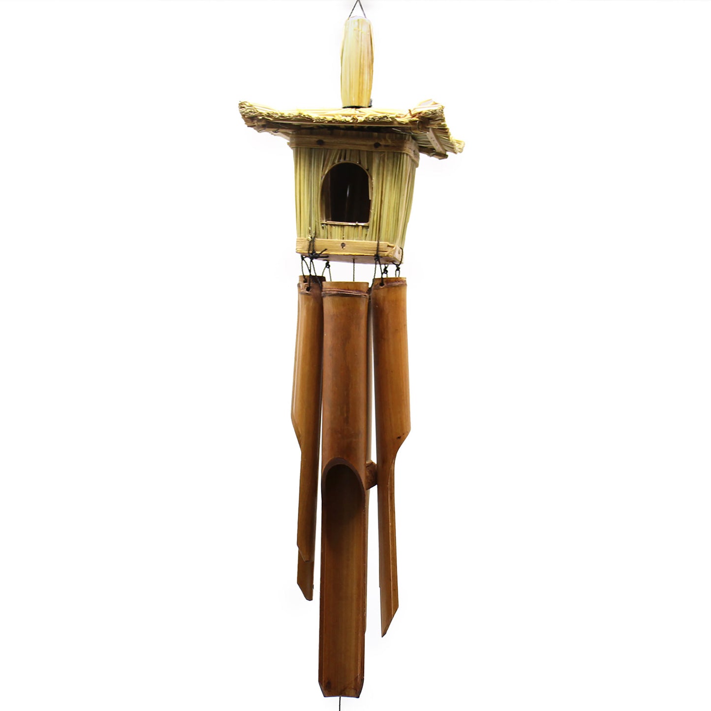 Square Seagrass Bird Box with Chimes