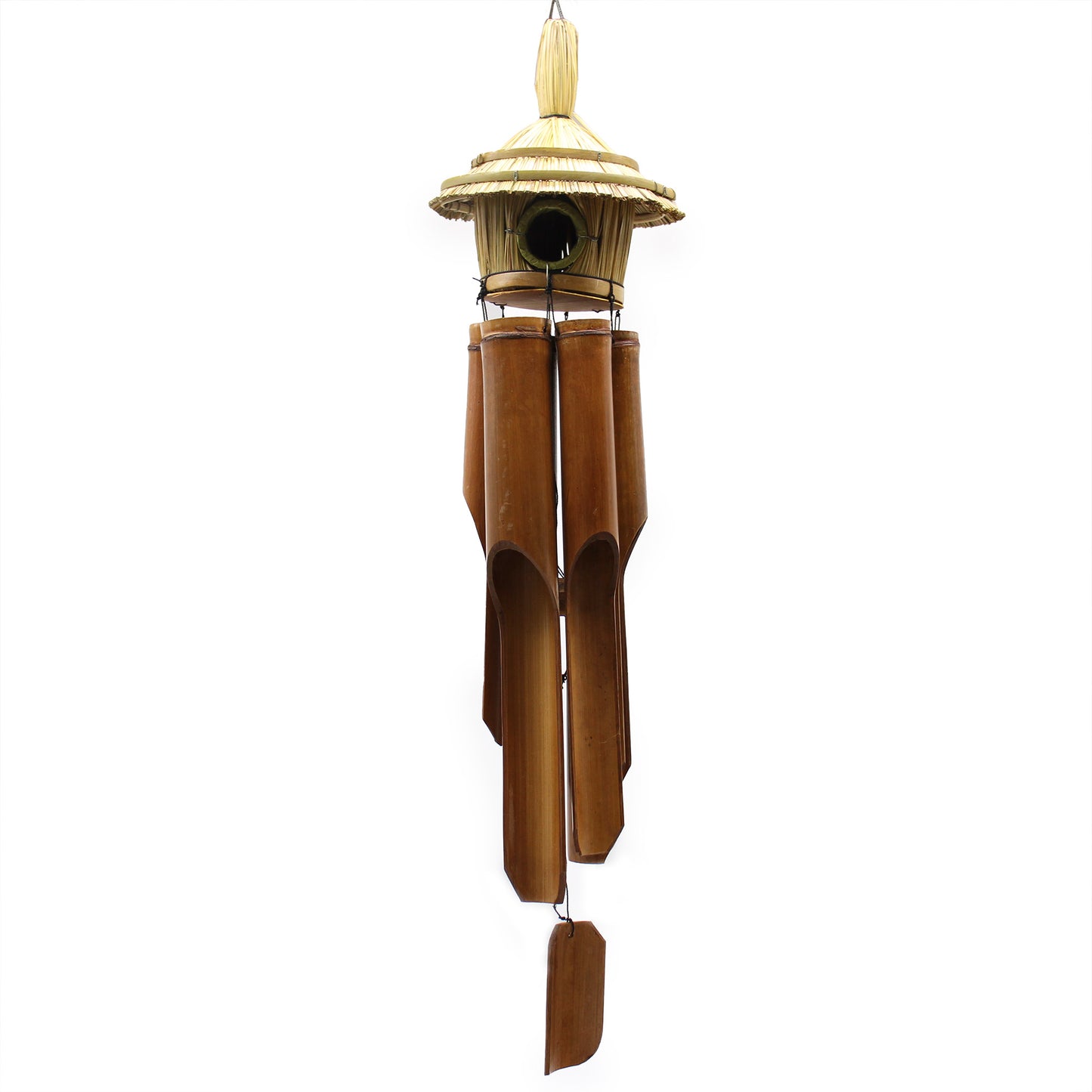Large Round Seagrass Bird Box with Chimes