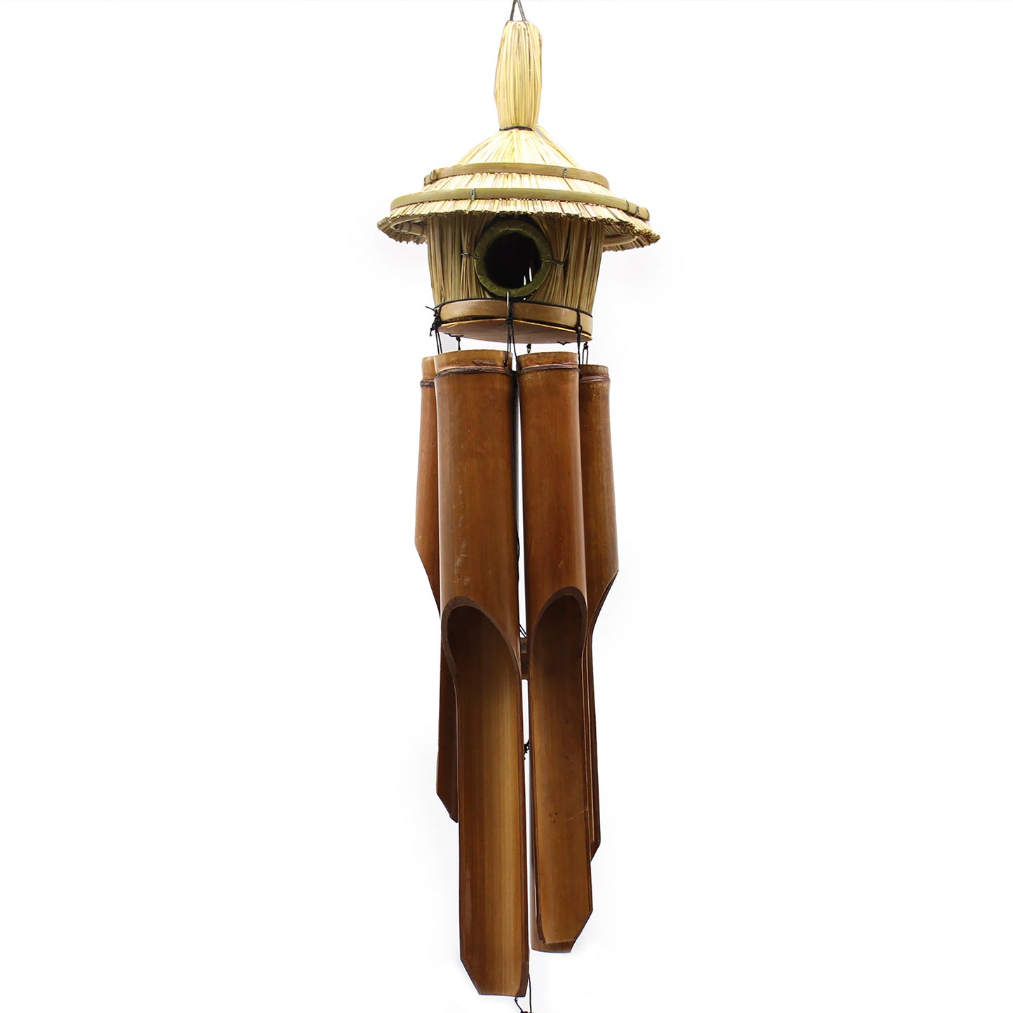 Large Round Seagrass Bird Box with Chimes