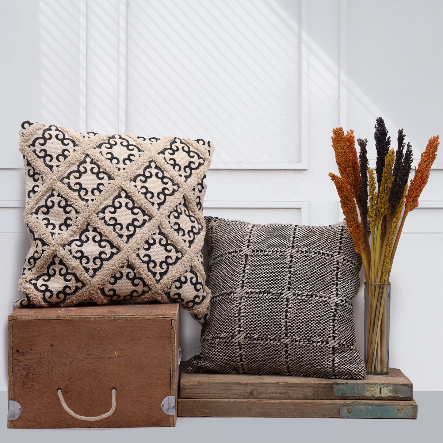 Classic Cushion Cover - Squares Grey