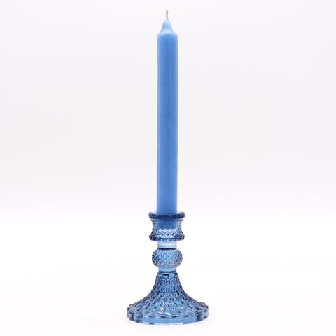 Vintage Glass Taper Candle Holders - Royal Blue