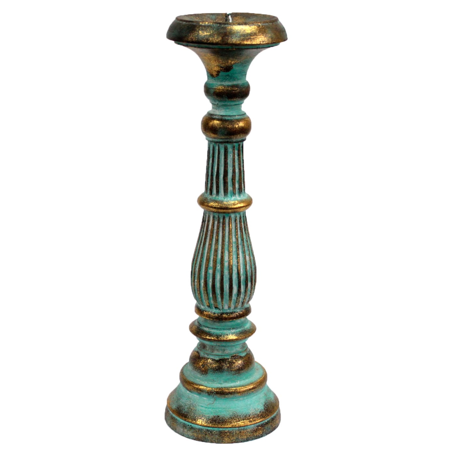 Large Candle Stand - Turquoise Gold