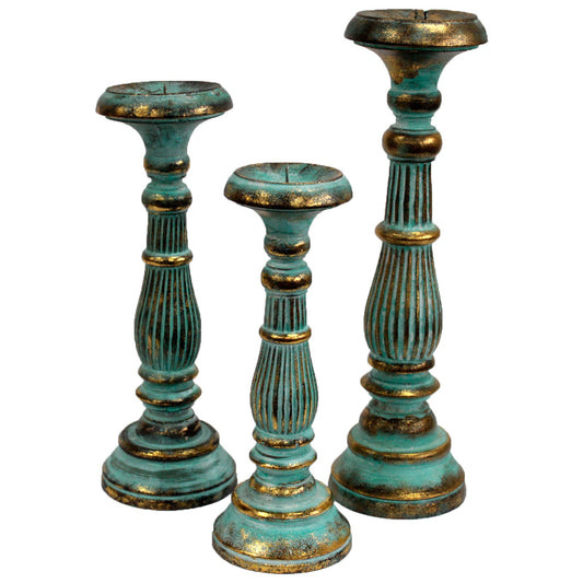 Small Candle Stand - Turquoise Gold