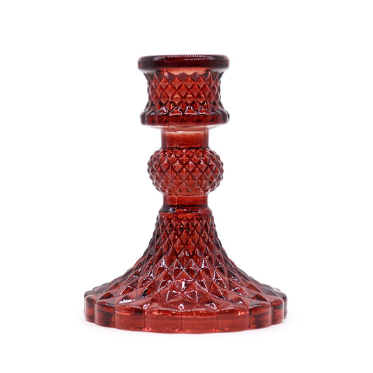 Vintage Dinner Candle Holder - Ruby Red