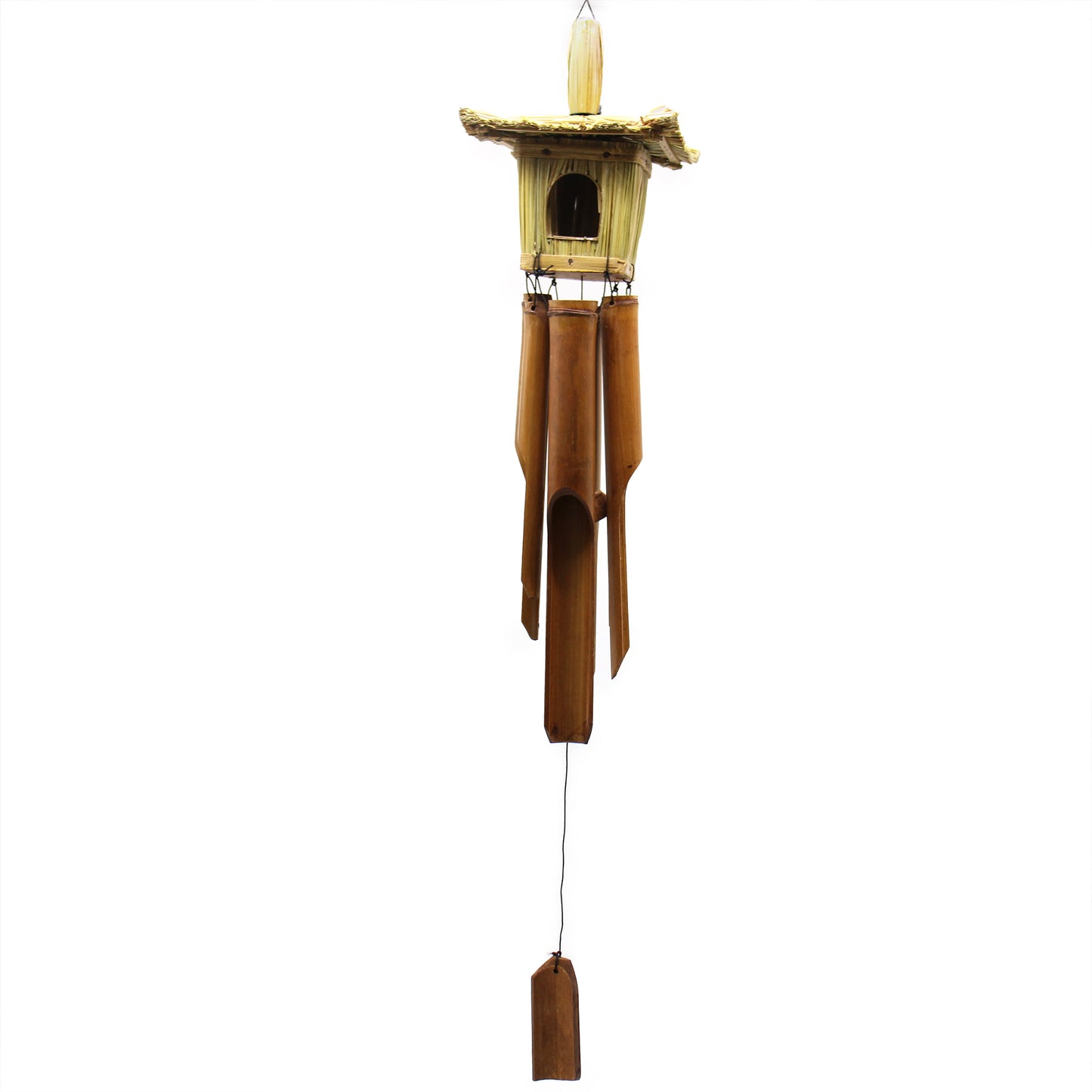 Square Seagrass Bird Box with Chimes
