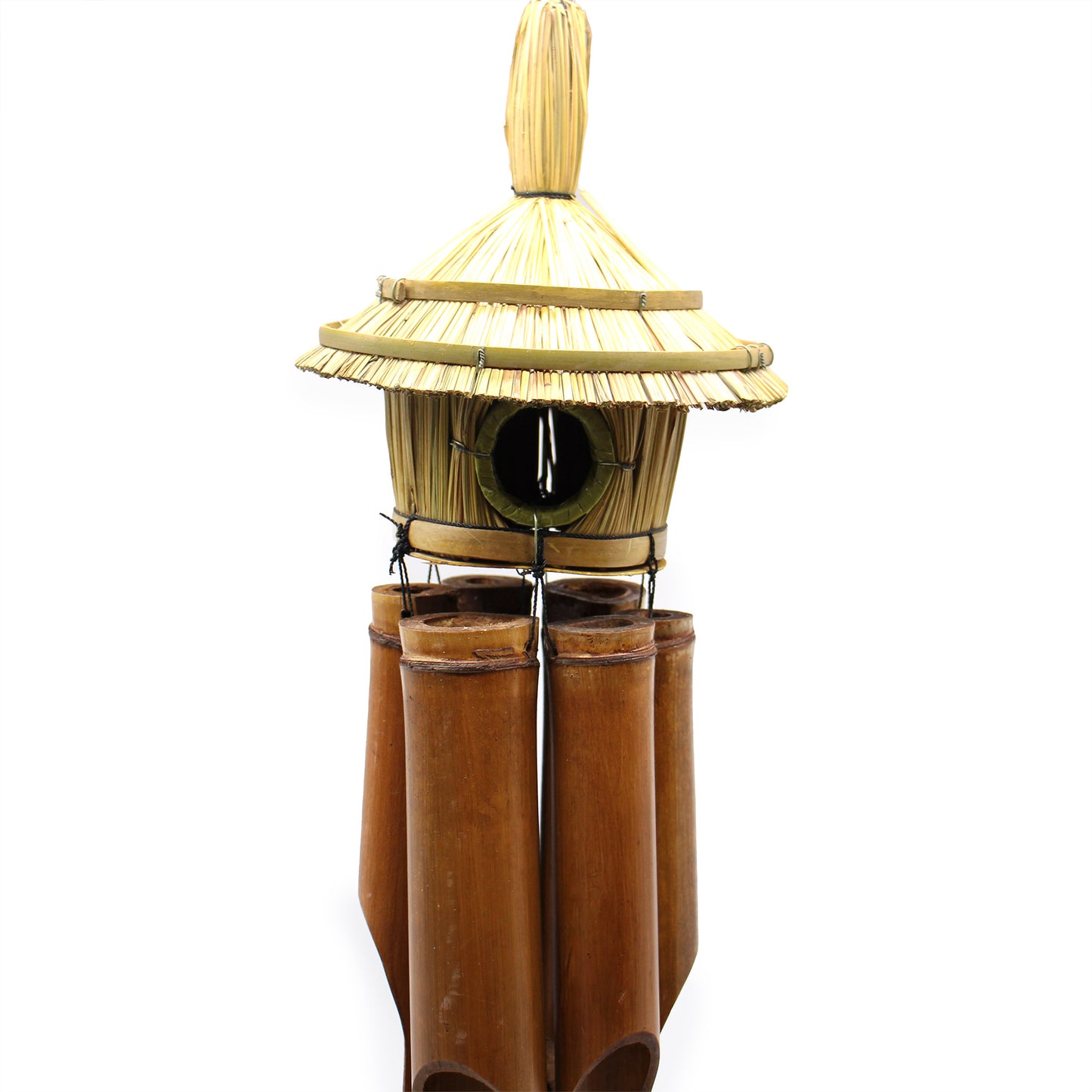 Large Round Seagrass Bird Box with Chimes