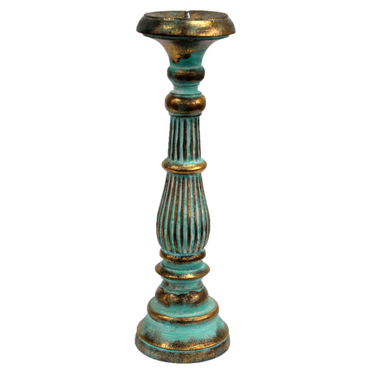 Large Candle Stand - Turquoise Gold