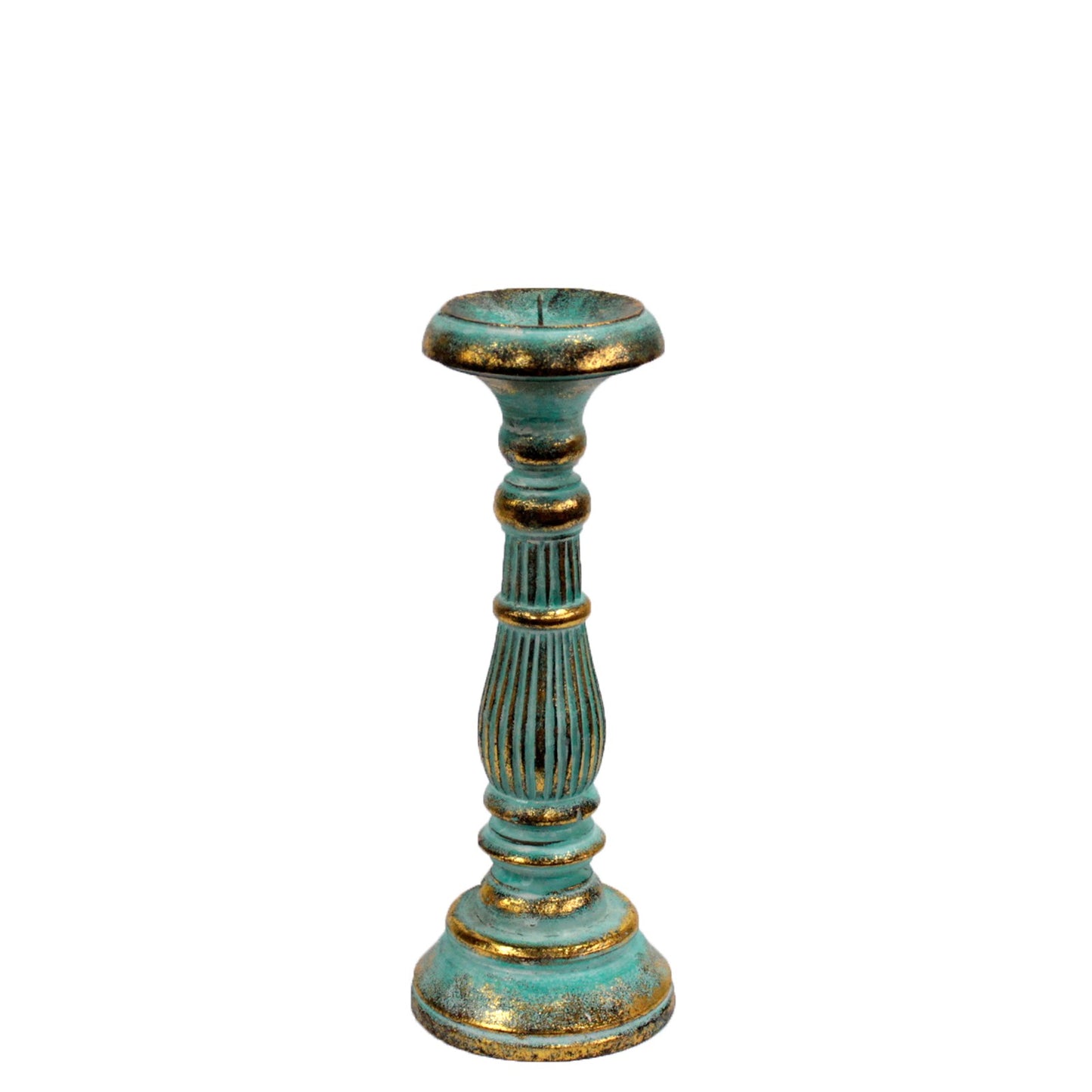 Small Candle Stand - Turquoise Gold