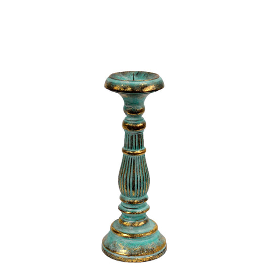Small Candle Stand - Turquoise Gold